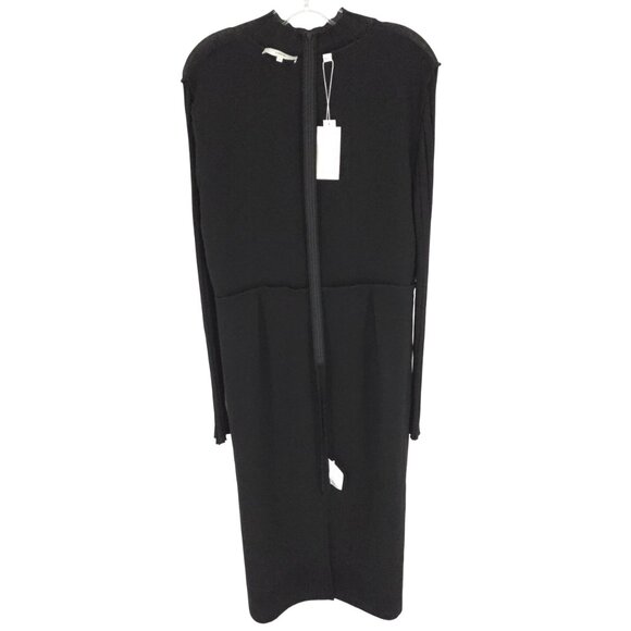 Vince Mixed Ribbed Midi Dress Black Quiet Luxury Old Money Sophisticated Elegant - Picture 14 of 16